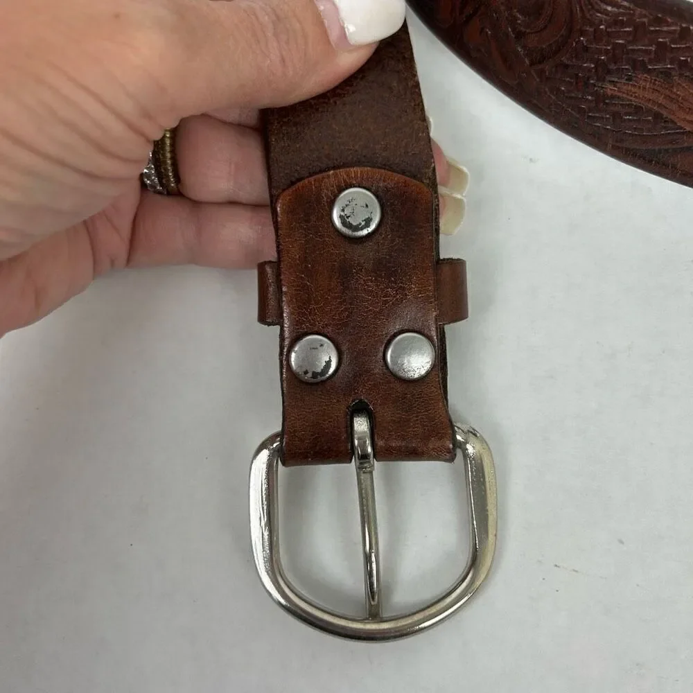 Vintage Tooled Genuine Top Grain Leather Belt Eagle Sz 44 Western cowboy